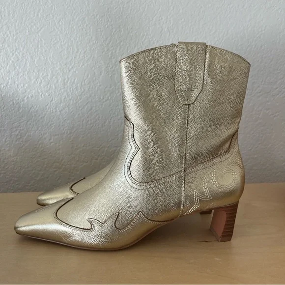 Mango sz 39 Violeta Gold bovine leather cowboy boots bloggers fav - Picture 7 of 16